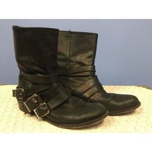 7 FOR ALL MANKIND 9.5 Black Leather Moto Riding Bootie